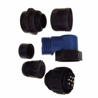 C016 30K006 100 10 CONN MALE PLUG 6+PE R/A SLV BLUE