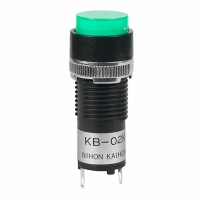 KB02KW01-6B-FF SW IND PB RND WHT LED GREEN CAP