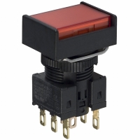 A165-JRM-2 SWITCH PB RECT MOM DPDT RED