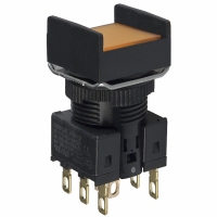 A165-AYM-2 SWITCH PB SQUARE MOM DPDT YELLOW