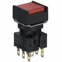 A165L-ARM-24D-2 SWITCH PB SQ MOM DPDT ILLUM RED