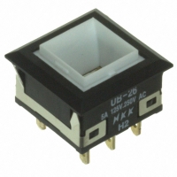 UB26KKW016F SWITCH PB DPDT SQ GRN ILLUM SLD