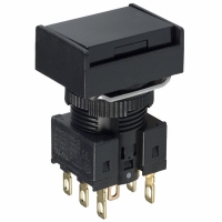 A165-JBM-2 SWITCH PB RECT MOM DPDT BLACK