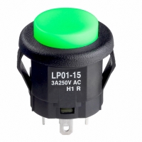 LP0115CMKW015FB SWITCH ILLUM PB SPDT SNAP-IN GRN