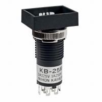 KB25RKW01 SWITCH PB DPDT RECT SOLDER LUG