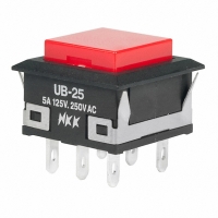 UB25KKW01N-C SW PB DPDT LOPRO SQ RED CAP SLD