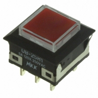 UB25KKW015C-JC SW PB DPDT LOPRO RED ILL SQ SLD