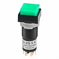 KB25SKG01-FF SWITCH PB DPDT MOM RECT GN SLD