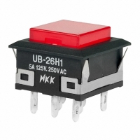 UB26KKW015C-CJ SWITCH PB DPDT SQ RED ILLUM SLD