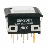 UB26KKG015F SWITCH PB DPDT SQ GRN ILLUM SLD