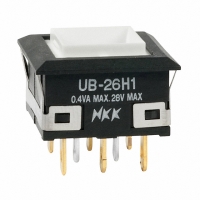 UB26KKG015C SWITCH PB DPDT SQ RED ILLUM SLD