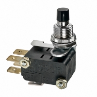 SCB25S15B-1A SWITCH PB DPDT 15A BLACK CAP