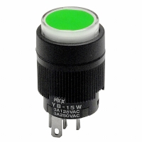YB15WCKW01-5F-JF SWITCH PB ILLUM SPDT RND GRN CLR