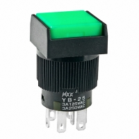 YB25SKW01-FB SW PB DPDT SQ GRN CAP SLD