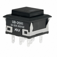 UB26KKW015F-AB SW PB DPDT LOPRO GRN ILL SQ SLD