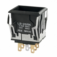 LB26RKG01 SWITCH PB DPDT RECT GOLD SLD