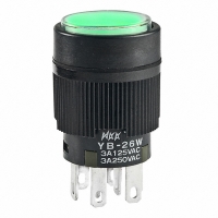 YB26WCKW01-5F-JF SWITCH PB ILLUM DPDT RND GRN CLR