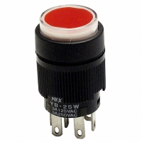 YB25WCKW01-5C-JC SWITCH PB ILLUM DPDT RND RED CLR
