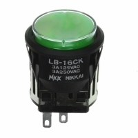 LB16CKW01-5F12-JF SWITCH PB ILLUM SPDT ALT 12V GRN