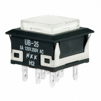 UB25KKW016B-JB SW PB DPDT LOPRO WHT ILL SQ SLD