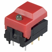 5501MREDGRN SWITCH PB SPDT MOM RED W/GRN LED