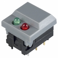 5511MGRYREDGRN SWITCH PB SPDT MOM GRY RD&GN LED