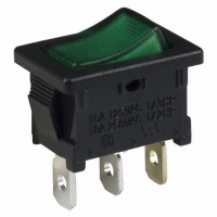 DA102J3GS215QF7 SWITCH ROCKER SPST ILL 125V GRN