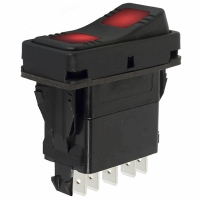 SRL91-23URR3-BB99 SWITCH RED/RED ROCKER DPDT