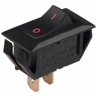 NAA-111-BI21-00 SWITCH ROCKER SPST 16A BLK/RED