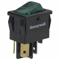 MR93-224B3 SWITCH ROCKER MINI DPST GREEN