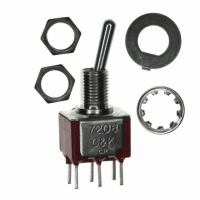 7208SHCQE SWITCH TOGGLE DPDT PC MOUNT